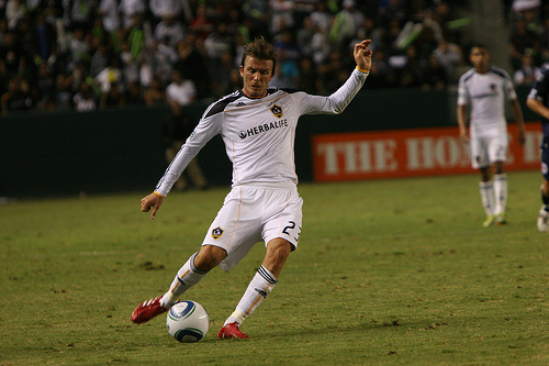 David Beckham in action for the LA Galaxy, Image- TheDailySportsHerald via flickr Creative Commons